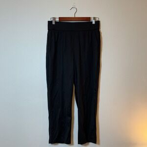 Halara Petite Black Wide Leg Lounge Pants Elastic Waist Pockets NWT